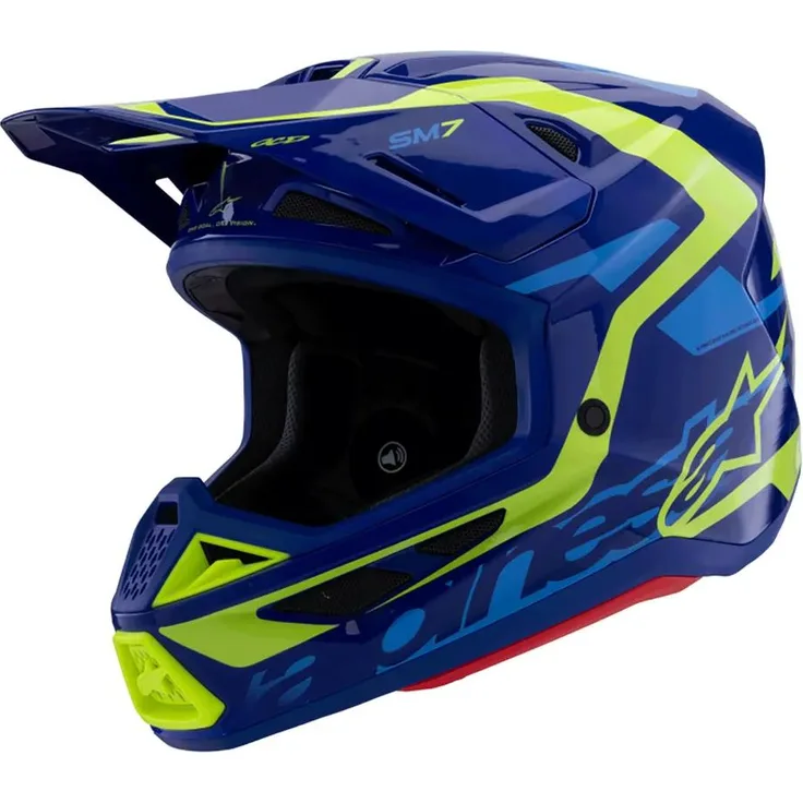 Alpinestars S-M7 Deed ECE22.06 Offroad-Helm, aerodynamisch & belüftet, blau, Größe 2XL