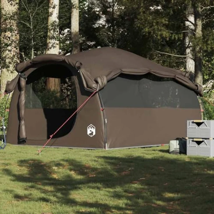 vidaXL Tunnel-Familienzelt 6 Personen Braun, wasserdichtes Campingzelt mit abnehmbarem Überzelt und praktischem Stromanschluss – Bild 2
