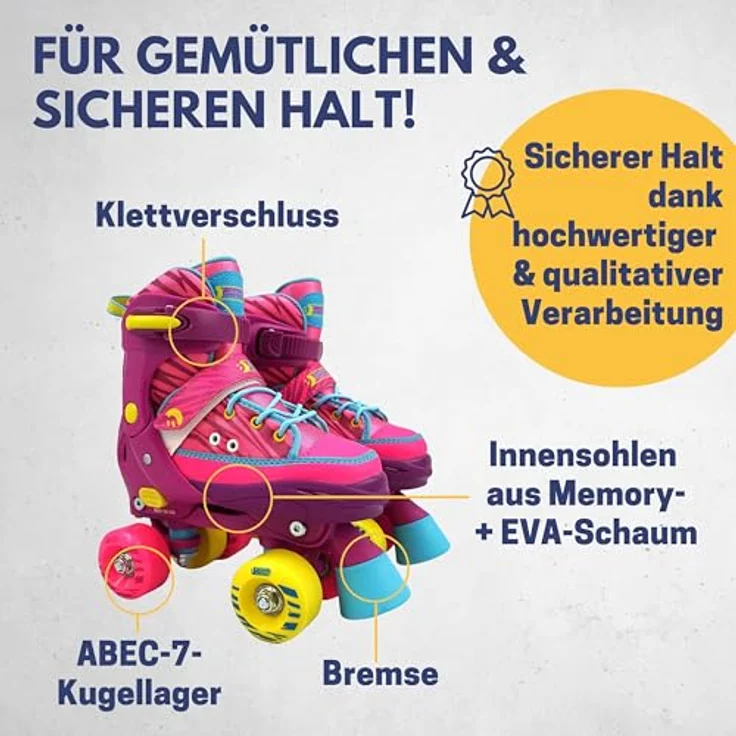 Best Sporting Rollschuhe für Kinder und Jugendliche, Größe verstellbar, ABEC 7 Carbon, pink pink, 28 - 31 – Bild 4