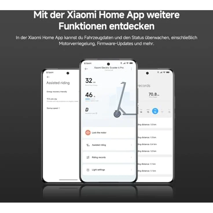 XIAOMI Electric Scooter 6 Pro E-Scooter, 12 Zoll Offroad-Reifen, 70 km Reichweite, 1000W, Vollfederung, App, Schwarz – Bild 15