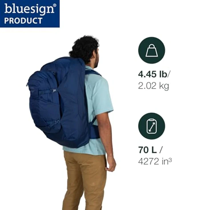 Osprey Farpoint 70 Black, leichter Wanderrucksack mit abnehmbarem Tagesrucksack und verstaubaren Tragegurten – Bild 2