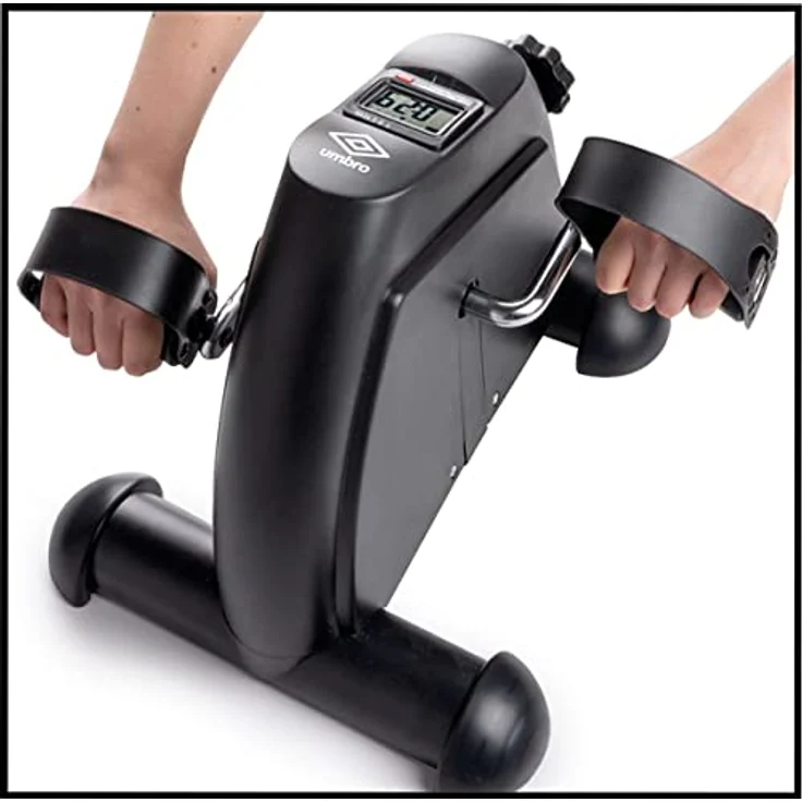 Umbro Mini Fahrrad Arm und Beintrainer - Exercise Bike - Tischfahrrad - Einstellbarer Widerstand und 5 Programme - LCD-Display - Misst Distanz, Hübe und Kalorien - Schwarz – Bild 4