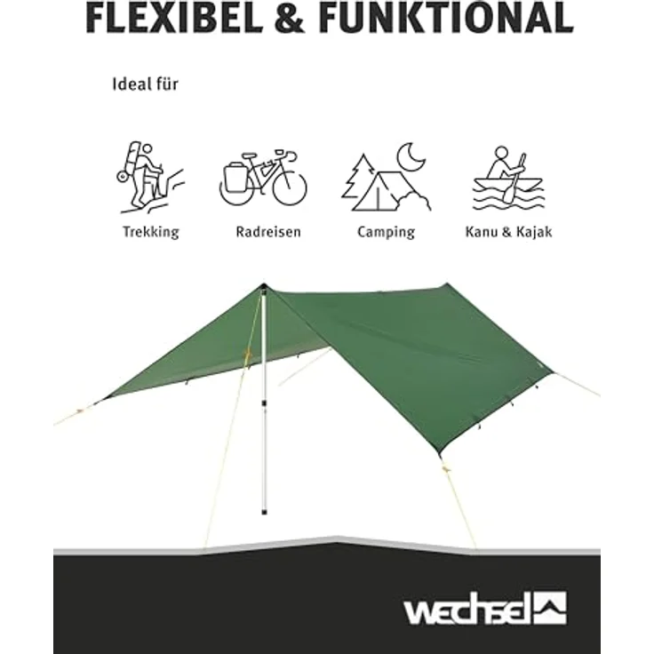 Wechsel S Tarp, leichtes Zelt-Tarp mit 5000 mm Wassersäule, 0.67 kg, inklusive Abspannleine und Packsack – Bild 5