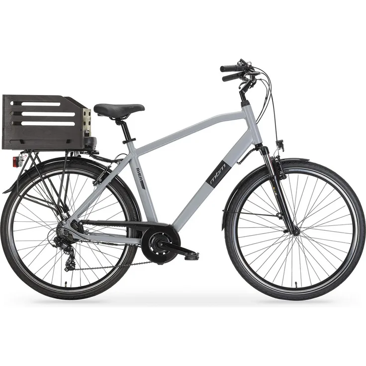 MBM Elektro-Citybike RHEA MAN, 28 Zoll, 6-Gang Shimano Schaltung, BAFANG Heckmotor, grau