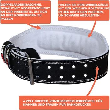Premium Leder-Gürtel Für Krafttraining & Bodybuilding - Verstellbarer Gewichthebergürtel Mit Doppelschnalle