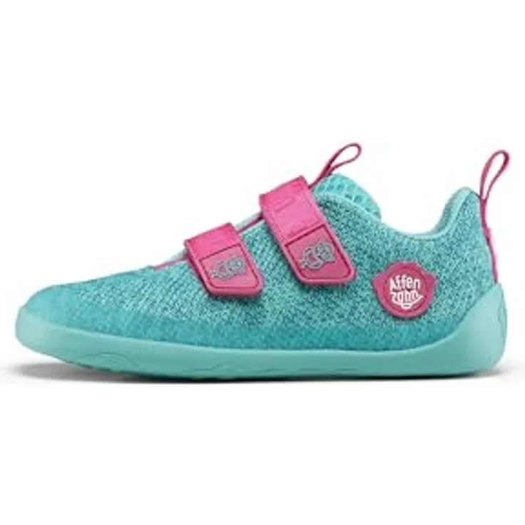Affenzahn Kid's Barfussschuh Knit Happy, Unisex Kletterschuhe aus recyceltem Polyester mit Klettverschluss, Grün – Bild 1