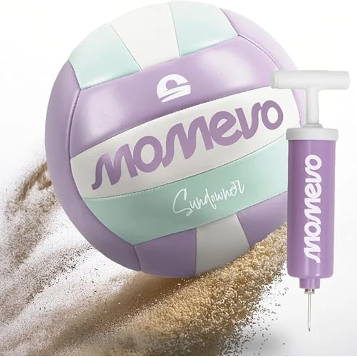 MOMEVO Sundowner Beachvolleyball, weicher Trainingsball mit Pumpe, offizielle Größe und Gewicht – Bild 1