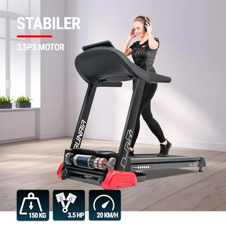 HS HOP-SPORT elektrisches Laufband HS-3500LB, 3,5 PS Motor, Auto Incline, gelenkschonende Dämpfung - schwarz – Bild 5