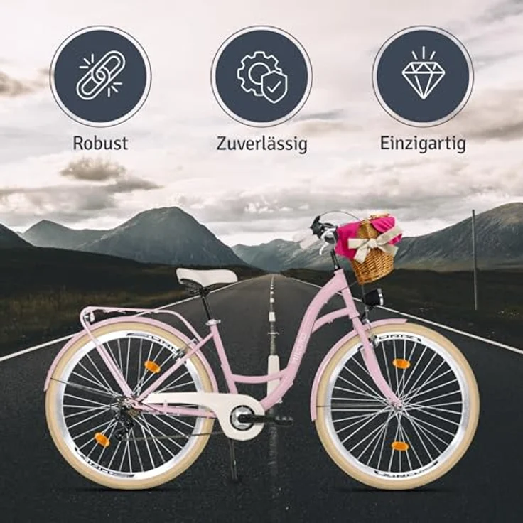 Milordbikes City-Fahrrad, Pink und Creme, 46 cm, Metallrahmen, Freizeit- und Sportbike mit Trägersystem – Bild 5