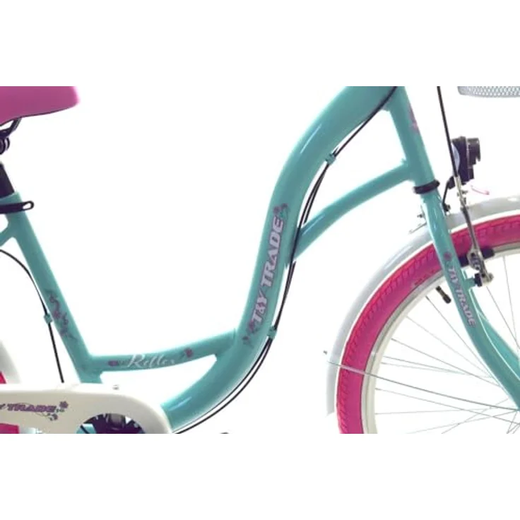 T&Y Trade 24 Zoll Kinder City Mädchen Fahrrad STVO Reflex BLAU mit PINK Shimano 6 Gang – Bild 5