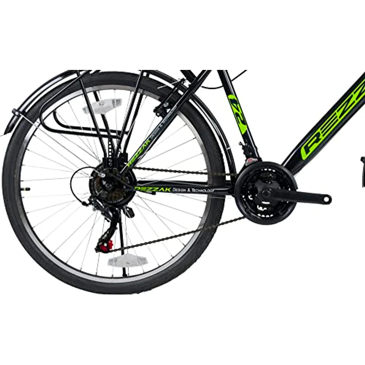 Rezzak 24 Zoll Fahrrad Jungenfahrrad Kinderfahrrad Herrenfahrrad City Bike 21 Gang schwarz grün NEU-047 - Shimano-Schaltung, Aluminium-Felgen, Batteriebetriebene Beleuchtung – Bild 4