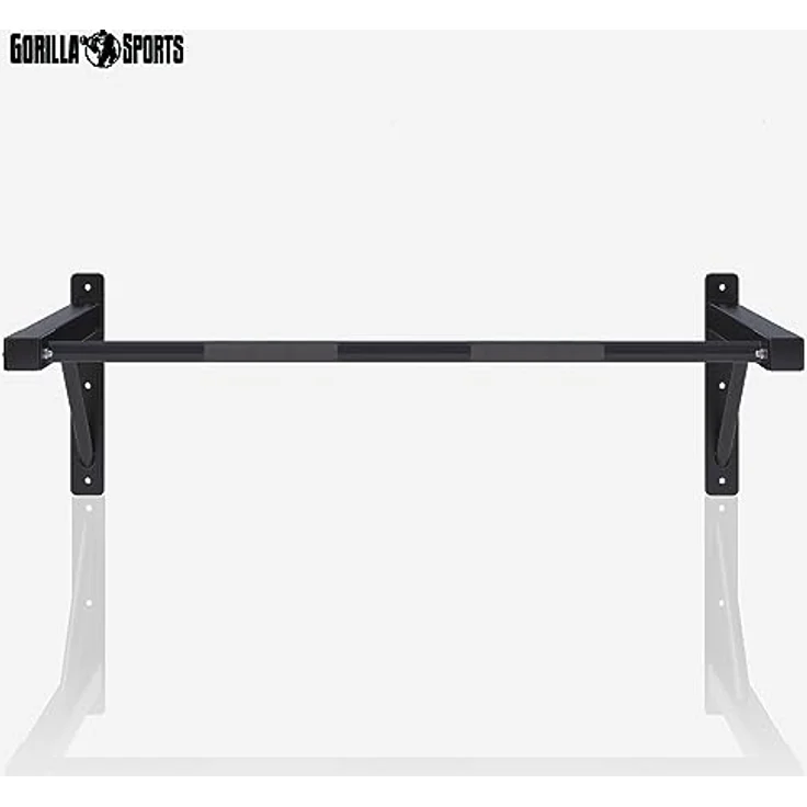 GORILLA SPORTS® Klimmzugstange - Wandmontage, 121x61x40 cm, bis 150 kg, Gerändelte Griffe, aus Stahl - Fitness Turnstange, Reckstange, Wandbefestigung Fitnessgeräte, Pull Up Bar für Zuhause, Training – Bild 2