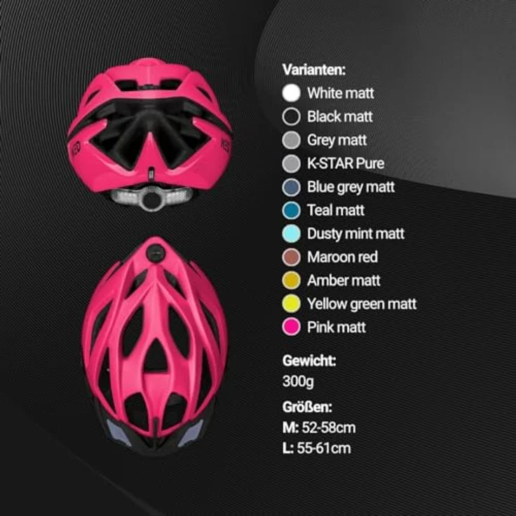 KED SPIRI II TREND, MTB Fahrradhelm mit K-Fit Anpassungssystem, pink, mit LED Rücklicht und Visier – Bild 7