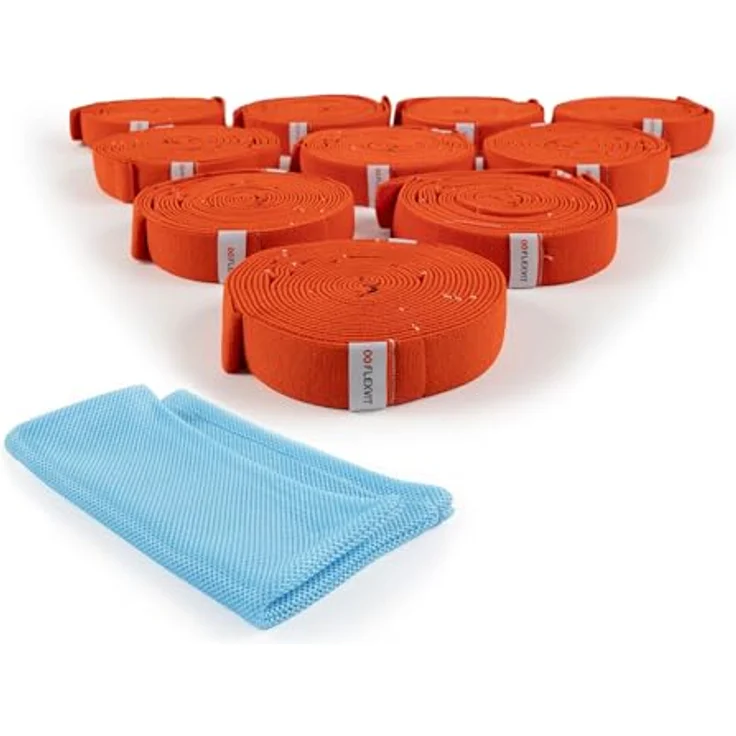 FLEXVIT Multi 10er Set Health (Orange), Leichte Widerstandsbänder mit eingenähten Schlaufen für Mobilitäts- und Aktivierungsübungen, hautfreundliches Material, waschbar bis 60°C – Bild 1