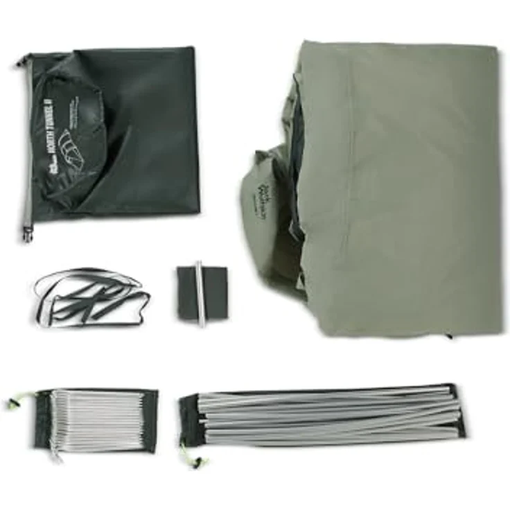 Jack Wolfskin North Tunnel II Tunnelzelt, geräumiges Unisex-Zelt mit Vorraum und 6 Innentaschen, Island Moss, ONE Size – Bild 3
