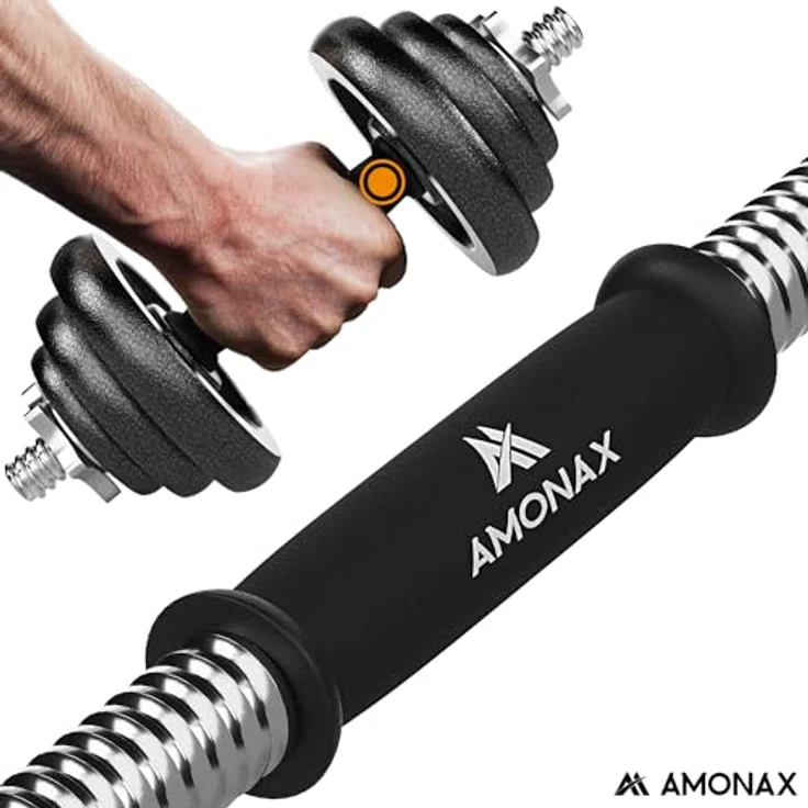 Amonax 20KG Verstellbare Hanteln, Hantelset, Kurzhanteln Gewichte Dumbbells Langhantelstange, Gusseisen Weight 10 kg 2er Set männer Frauen, langhanteln Krafttrainingsgeräte für zuhause Gym fitness – Bild 5