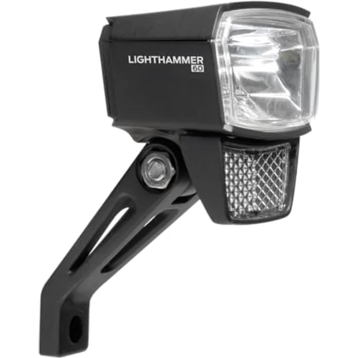 Trelock LED-Scheinwerfer Lighthammer 60 LS 800, robuste Fahrradbeleuchtung für E-Bikes, 6-12V mit Halter ZL410