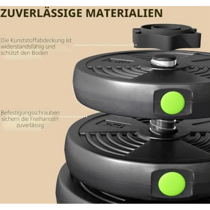 SPORTNOW Hantel-Set 2-in-1 verstellbares Gewicht, Kurzhantel- und Langhantelset für vielseitiges Training, Schwarz+Grün – Bild 6