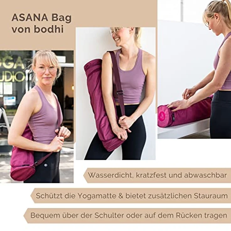 Bodhi Yogatasche ASANA BAG 60 | Spritzwasserfeste Sporttasche | Außentaschen für extra Platz | Polyestertasche für Yogamatten & Zubehör | Yogamattentasche für Matten mit 60 cm Breite | blau – Bild 5