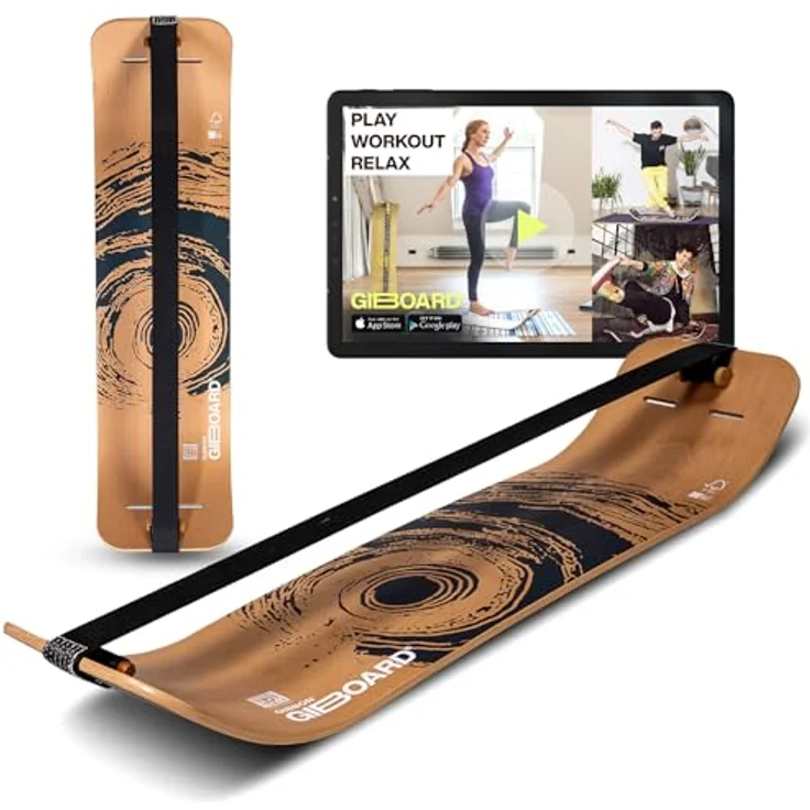 GIBBON Giboard-Set Active Black, 106cm Balance Board mit innovativem "Lock-and Roll" Spannsystem, Gleichgewichtstrainer mit App-Integration, inkl. Slackline und vielseitigen Nutzungsmöglichkeiten für Tricks & Workouts – Bild 1