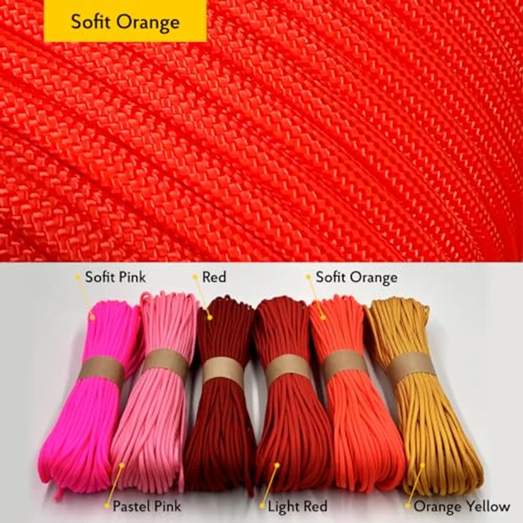EdcX Paracord 550 Typ III, 4 mm Nylon-Seil, 250 kg Belastbarkeit, Sofit Orange, 10 m, Made in EU, ideal für Survival und Outdoor-Aktivitäten – Bild 2