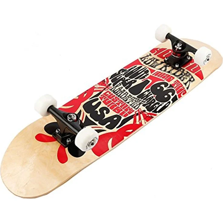 FunTomia Skateboard, 7-lagiges kanadisches Ahornholz mit ABEC-9 Kugellagern und 100A Rollenhärte, Kicktail, 78,5 cm, leicht und stabil, bis 130 kg belastbar – Bild 2