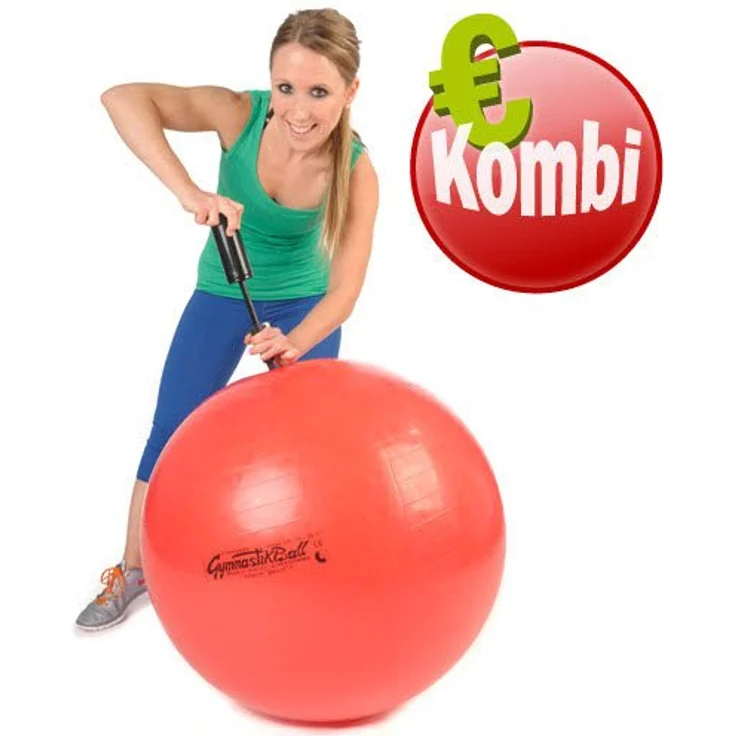 PEZZI Original Gymnastik Ball 75cm Plus Pumpe Sitz Therapie Pilates Aerobic rot – Bild 5