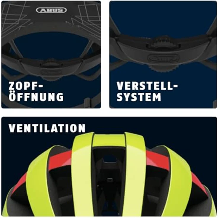 ABUS Viantor Neon Yellow M Fahrradhelm, Rennradhelm für Einsteiger mit hoher Sicherheit und komfortabler Passform – Bild 5