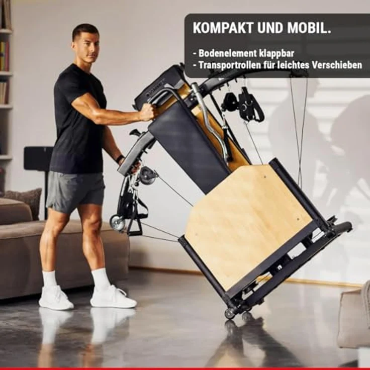 HAMMER Kraftstation BioForce MX NorsK, Fitnessstation für zu Hause, mit TNT-Widerstandstechnologie, Fitness-Tower mit 125 kg Zuggewicht, über 80 Übungen, Holz-Design - Preisvergleich – Bild 4