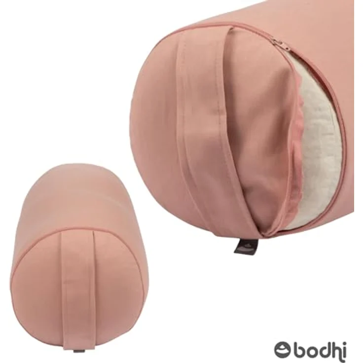 Bodhi Yoga Bolster ECO Serie, Yogarolle mit Kapok-Füllung, waschbarer Bezug aus 100% Bio-Baumwolle, groß 65 x 22 cm, rosé – Bild 2
