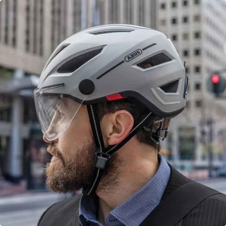 Abus Pedelec 2.0 Ace, Velohelm mit integrierter Regenhaube und aufladbarem Licht, 51 - 55 cm – Bild 5