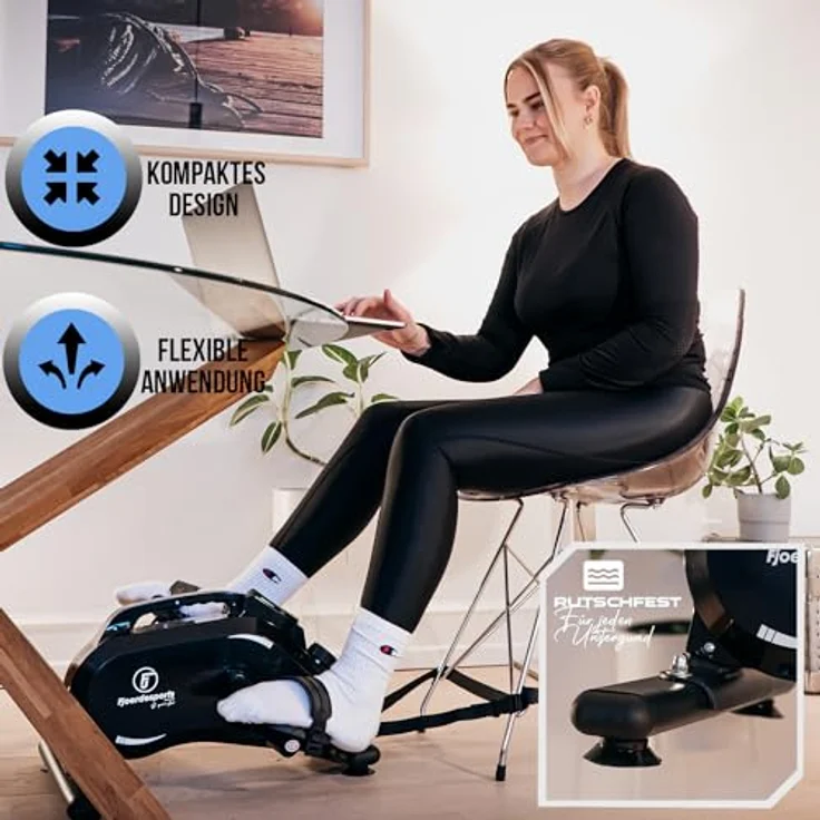 Fjoerdesports Professioneller Arm- und Beintrainer | extra leise & gelenkschonend inkl. Befestigungsgurt | extrem leise und rutschfest | Heimtrainer | Seniorentrainer – Bild 5