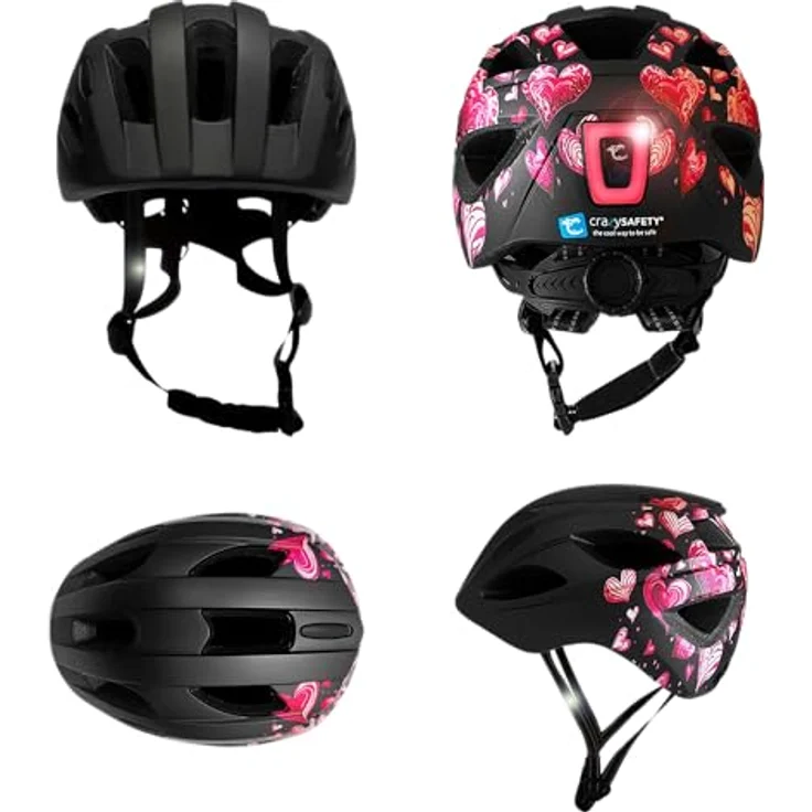 Crazy Safety Cool Heart, Kinder Velohelm mit optimalem Schutz, leichtem Gewicht und effektiver Belüftung – Bild 2