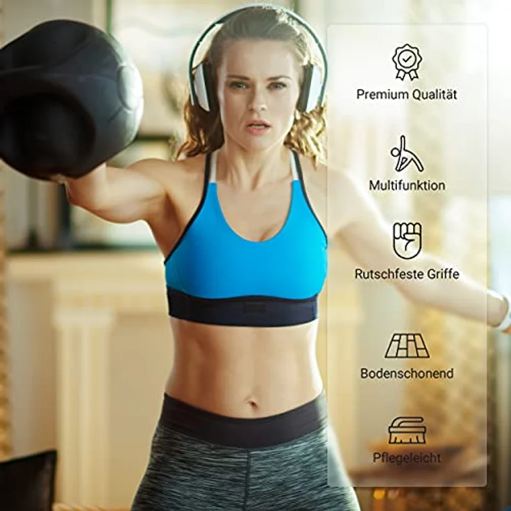 MSPORTS Medizinball Premium mit Griffe 1 – 10 kg – Professionelle Studio-Qualität Gymnastikbälle (10 kg - Hellgrau) – Bild 4