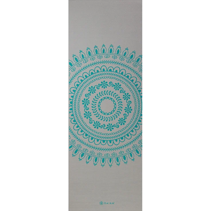 Gaiam Yoga Mat 6 mm Premium, längere und breitere Yogamatte mit Mandala-Aufdruck für verbesserte Konzentration