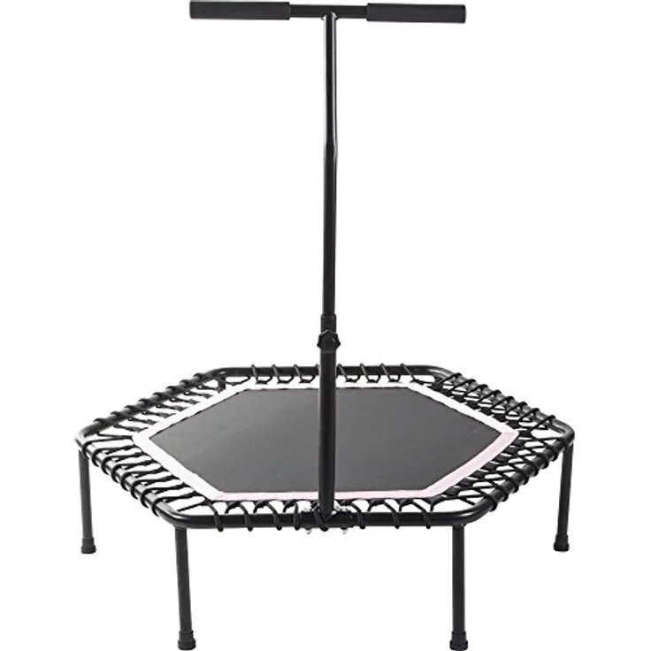 GORILLA SPORTS® Fitness Trampolin - 6-Fach Höhenverstellbarer Haltegriff, Leise Gummiseilfederung, 77cm Sprungfläche, bis 100kg Belastbar, Farbwahl - Jumping Fitness Trampolin, Indoor/Outdoor, schwarz