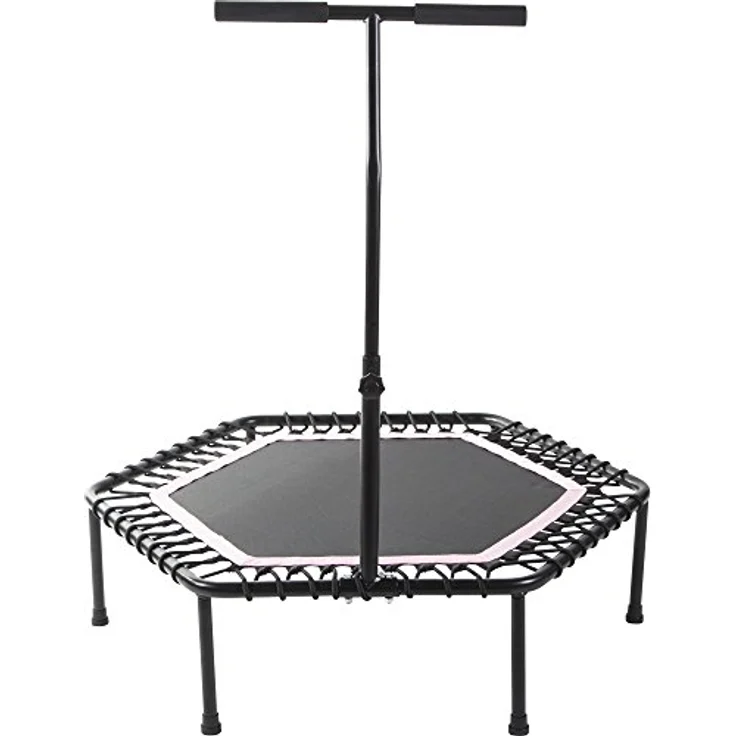 GORILLA SPORTS® Fitness Trampolin - 6-Fach Höhenverstellbarer Haltegriff, Leise Gummiseilfederung, 77cm Sprungfläche, bis 100kg Belastbar, Farbwahl - Jumping Fitness Trampolin, Indoor/Outdoor, schwarz – Bild 1