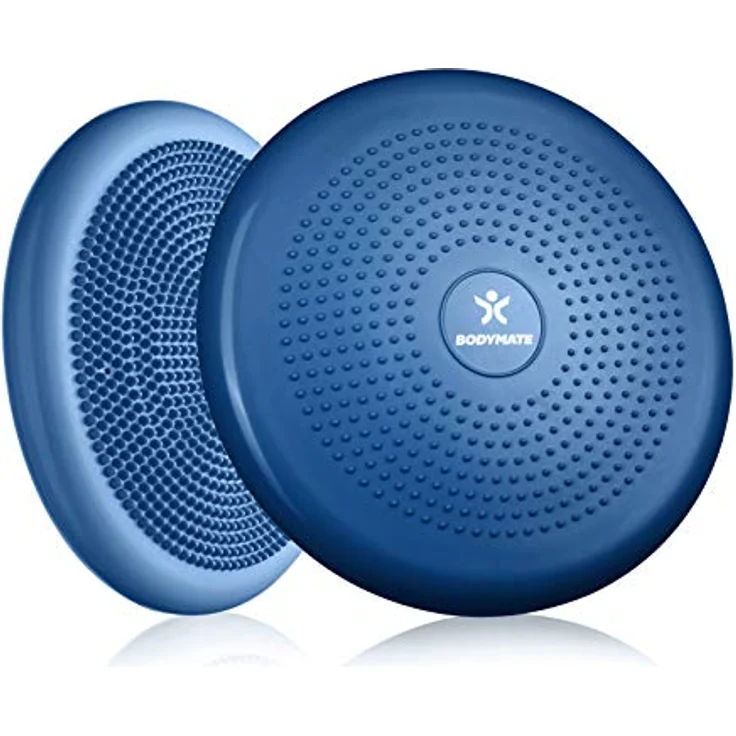 BODYMATE Ballsitzkissen inkl. Pumpe BLAU 34cm Durchmesser - Balance-Kissen, Luftkissen, Balance Pad, Noppenkissen - Core -, Fitness-, Reha-, Koordinations- und Rückentraining – Bild 1