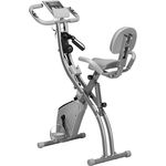 HOMCOM Heimtrainer X-Bike 2-in-1 Fahrradtrainer LCD-Display klappbarer Hometrainer Trimmrad mit 8 stufig einstellbarem Magnetwiderstand und 1 Paar Spannseil Stahl Grau 97x51x115 cm