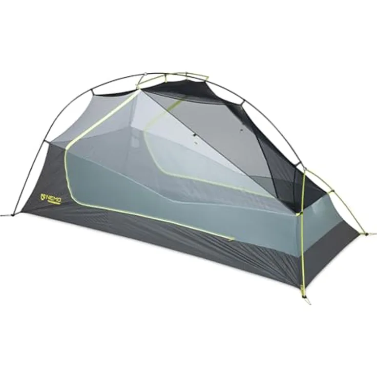 Nemo Dragonfly OSMO 2P, Zelt aus hochfestem OSMO Poly-Nylon-Ripstop-Gewebe, 100% recycelte Garne, PFAS-frei, mit großzügigen Türen und asymmetrischen Vorräumen, farbcodierte eloxierte Stangen