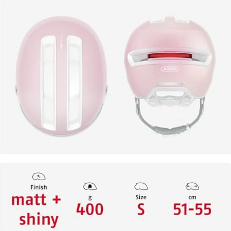 ABUS Stadthelm HUD-Y ACE - Fahrradhelm mit Visier und aufladbarem LED-Rücklicht, Schwarz, Größe M – Bild 3