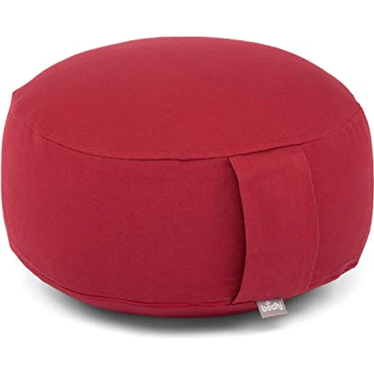 Bodhi Meditationskissen Rondo ECO | Yogakissen mit Bio Dinkelfüllung | Bezug aus 100% Baumwolle | Waschbarer Bezug mit praktischer Trageschlaufe | Höhe 20 cm (Bordeaux) – Bild 1