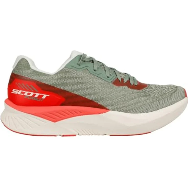 SCOTT Pursuit Damen Laufschuhe, besonders leichter Straßenlaufschuh in frost green/coral pink mit Karbonplatte und 8mm Sprengung, 225g – Bild 1