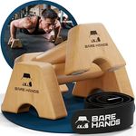 BARE HANDS Liegestützgriffe aus Holz "Modell S", 2er Set Parallettes, rutschfest & kompakt mit Video-Guide für Push Ups und Calisthenics