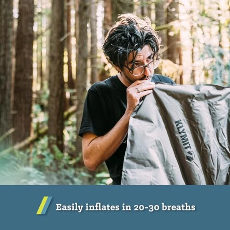 Klymit Static V Luxe Isomatte, grau, ultraleicht mit V-Design und seitlichen Führungen für optimalen Schlafkomfort – Bild 3