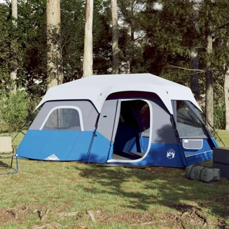vidaXL Familienzelt, Campingzelt für 9 Personen mit LED-Beleuchtung, Quick Release System, abnehmbares Überzelt, hellgrün – Bild 2