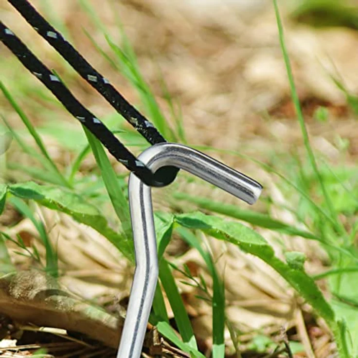 Relaxdays Zeltheringe, 24er Set, verzinktes Eisen, 18 cm lang, rund, für normale & harte Böden, silber – Bild 5