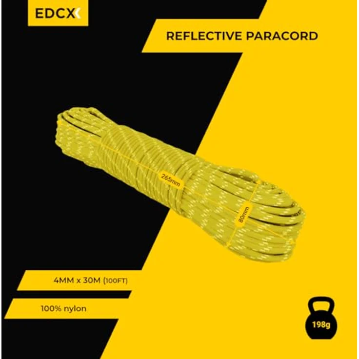 EdcX Paracord 550 Typ III, 4 mm, 7 Kern-Stränge, 250 kg reißfest, 35 Farben, 10/15/30/50/100/300 m, Survival-Seil, Made in EU – Bild 2