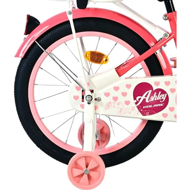 Volare Ashley Kinderfahrrad für Mädchen, 18 Zoll in Rosa/Rot, höhenverstellbarer Sattel und Lenker, integrierter Gepäckträger, Handbremse und Rücktrittbremse – Bild 4