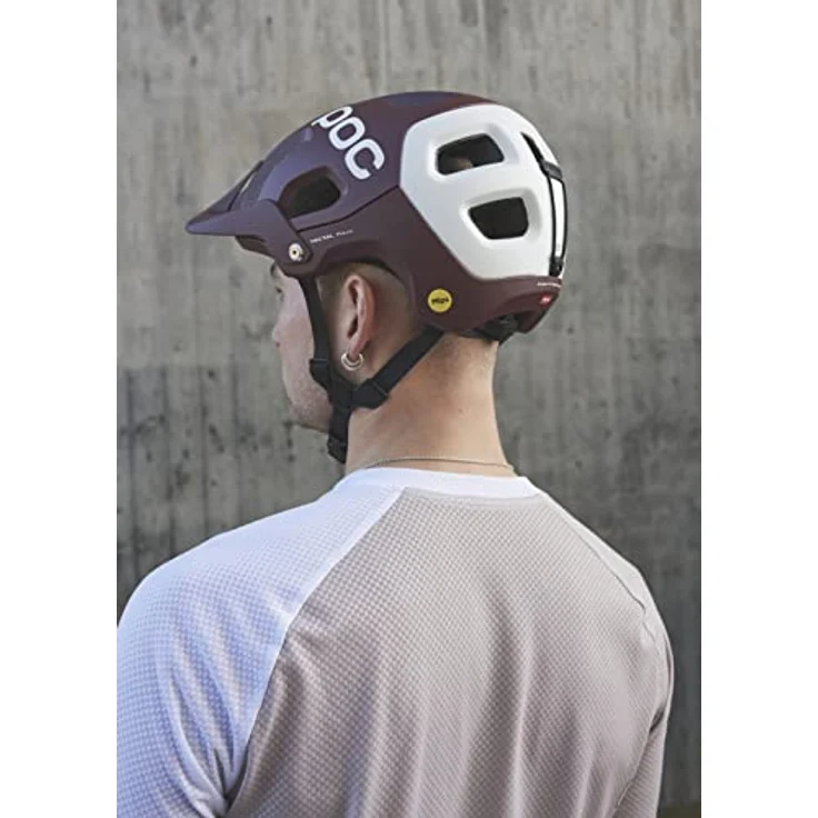 POC Tectal Race MIPS, Fahrradhelm in Garnet Red/Hydrogen White Matt, Größe 51-54 mit erweiterter Schale und optimierter Belüftung – Bild 6